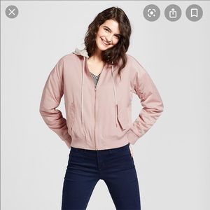 Pink Bomber Jacket with Hood